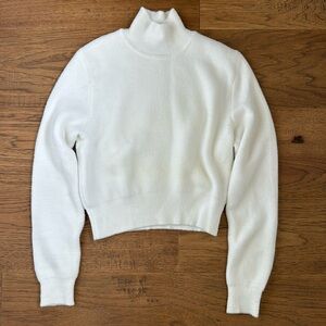 Zara White Cowl Neck Sweater with Ribbed Details
